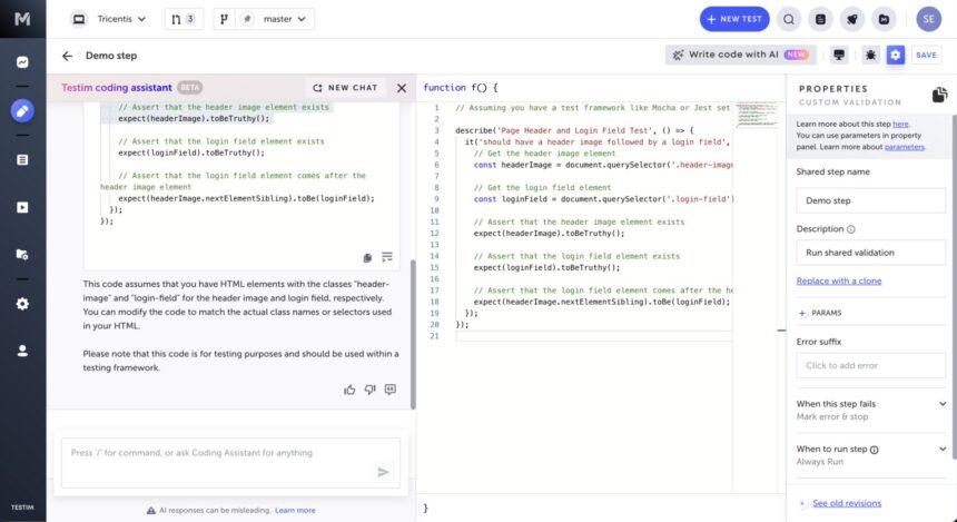 Tricentis announces series of AI Copilots for its testing portfolio, starting with Testim Copilot