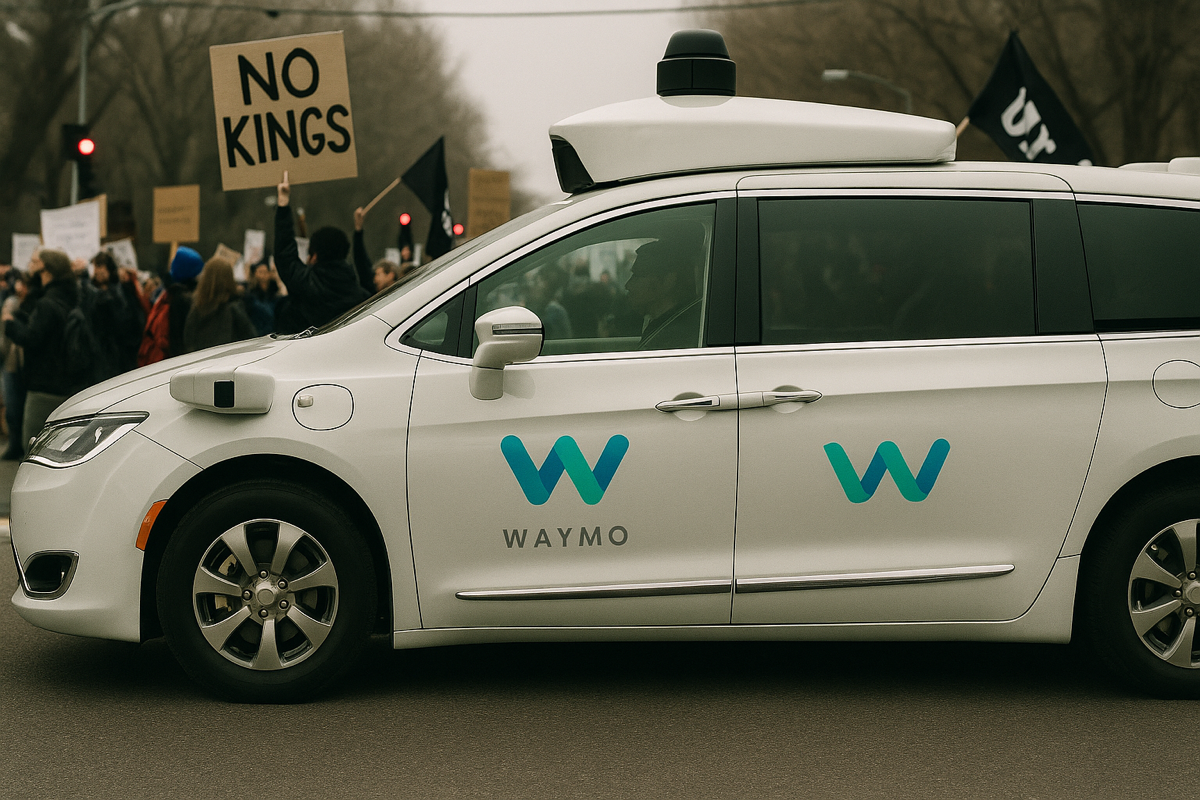 Cybercab Waymo Riot Waymo Protects IP, Taxis Amid ’No Kings’ Protests | TechFyle | TF