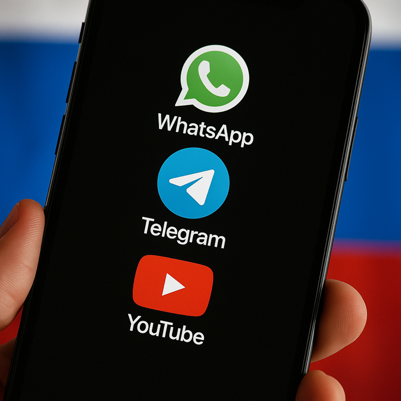 WhatsApp, Telegram, and YouTube are targets of the Russian internet blackouts. (Credit: TF)